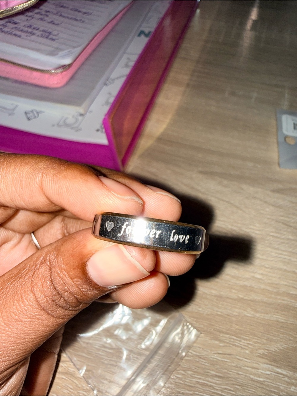 'Forever Love' Engraved Stainless Steel Ring - Silver